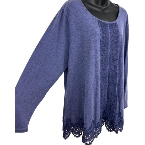Style & Co Women Plus Size 3X Purple Glaze Crochet Top Blouse Long Sleeve New - Picture 3 of 9